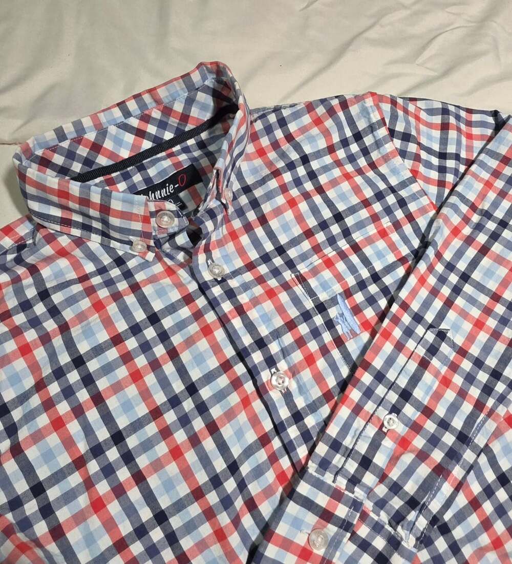 johnnie-O Plaid Button-Down Shirt Youth Small Multi-Color